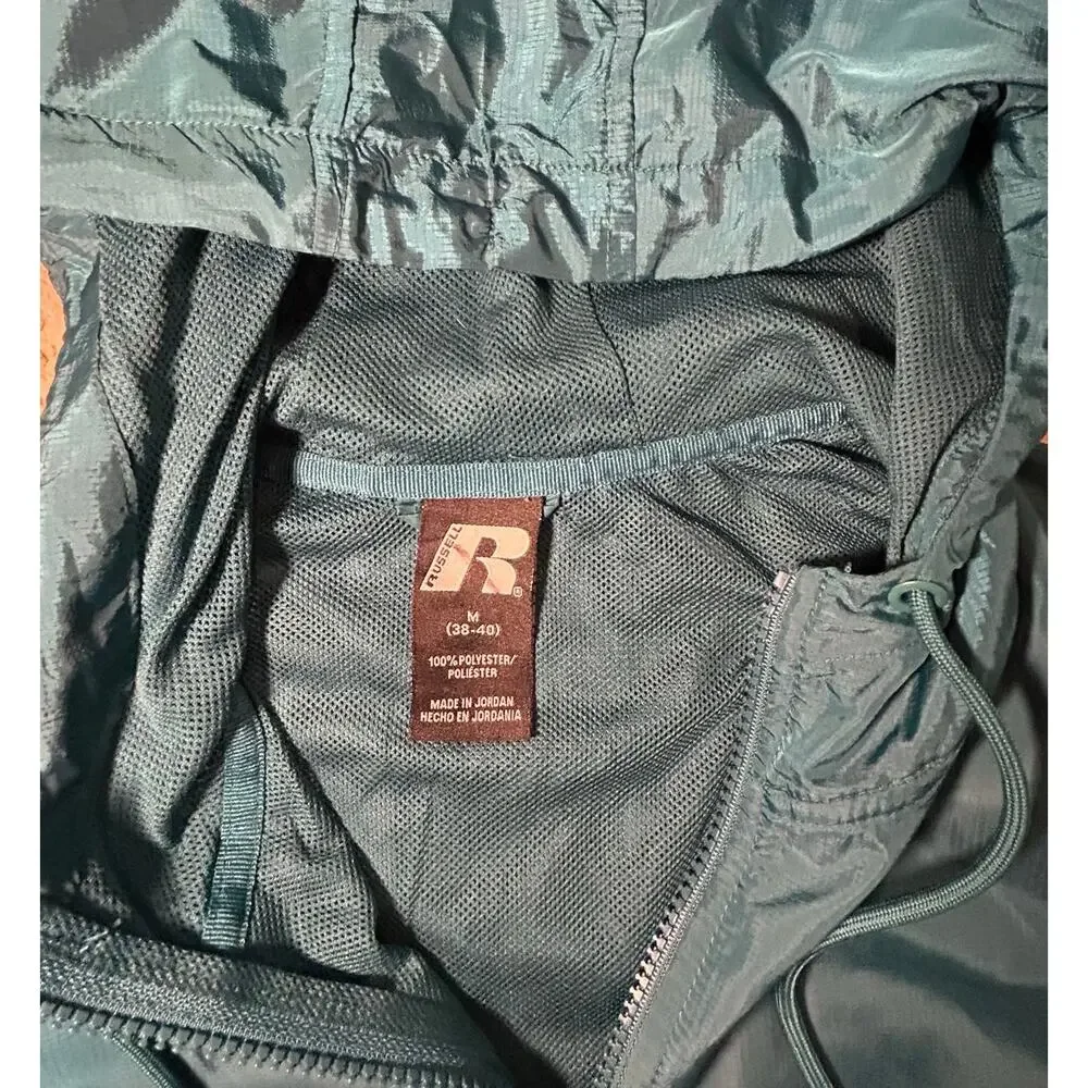 Russell Athletic Zip Up Hooded Jacket - Men's Size M Dark Green and Black - Picture 3 of 6